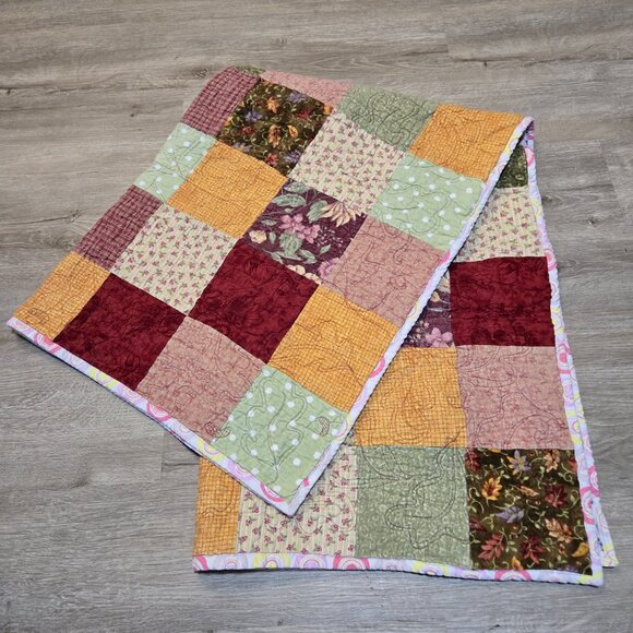 Other - Handmade Patchwork Lap Quilt Homemade 50"x35" Multicolor Fall Colors Music Notes